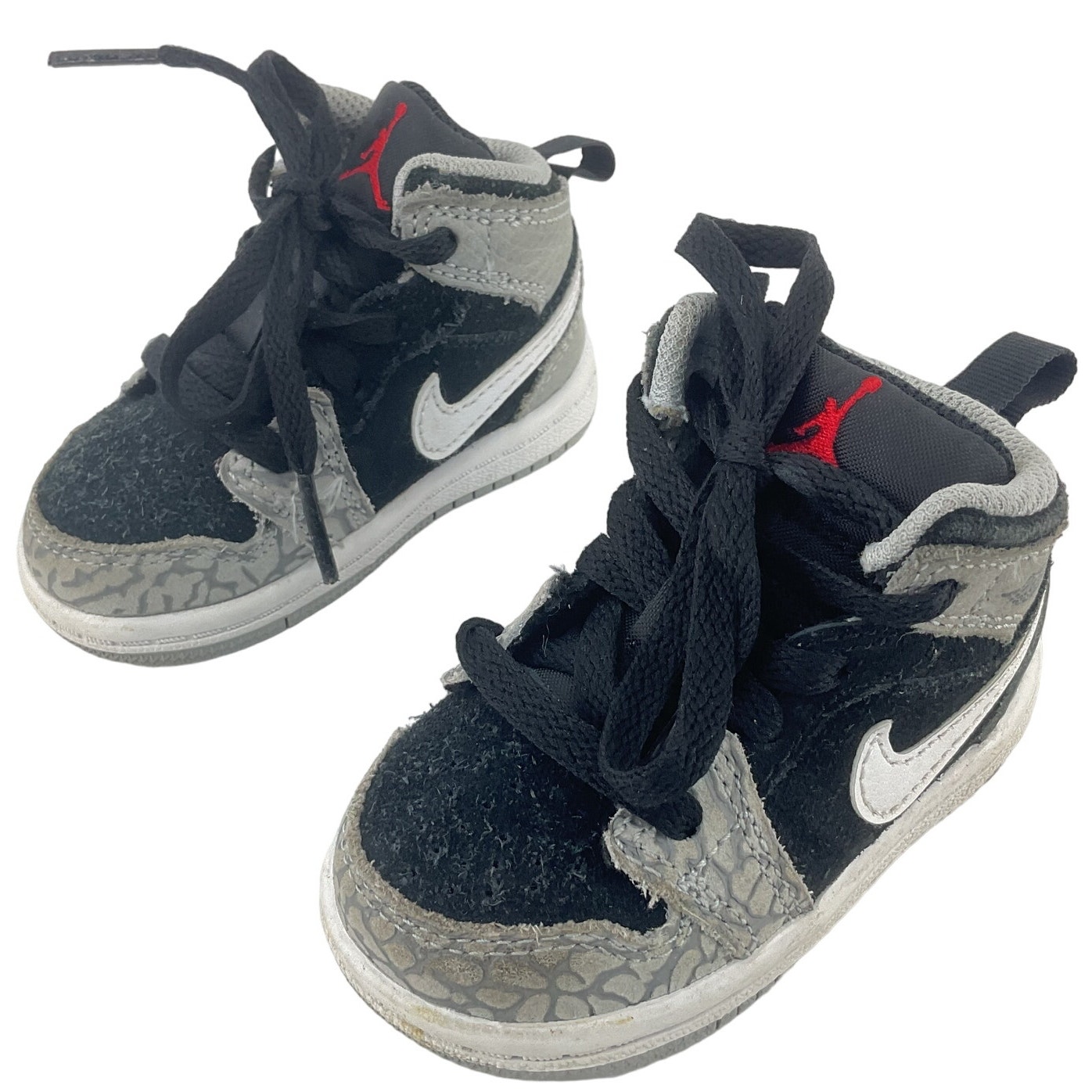 Nike Air Jordan 1 Mid Elephant Print Toddler Boys Gray Leather Sneakers Size 4