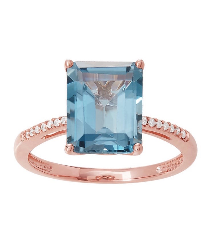 10k Rose Gold Blue London Topaz Ring Size: 7