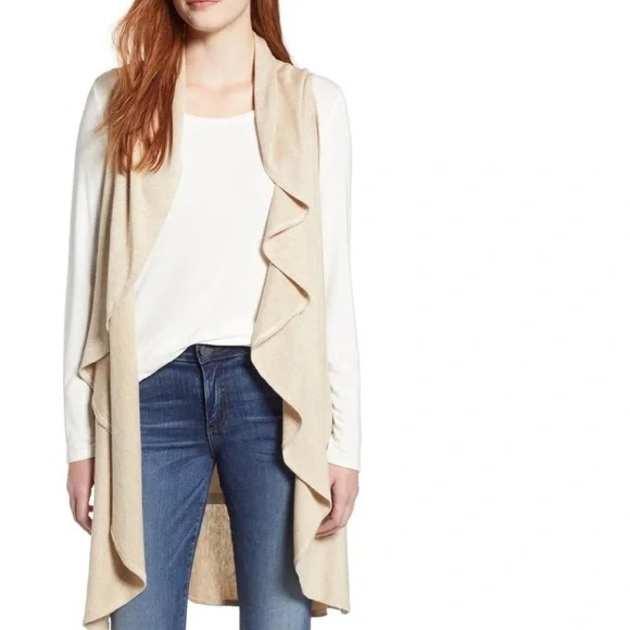Nordstrom Essentials Knit Vest Beige Oatmeal Heather One Size