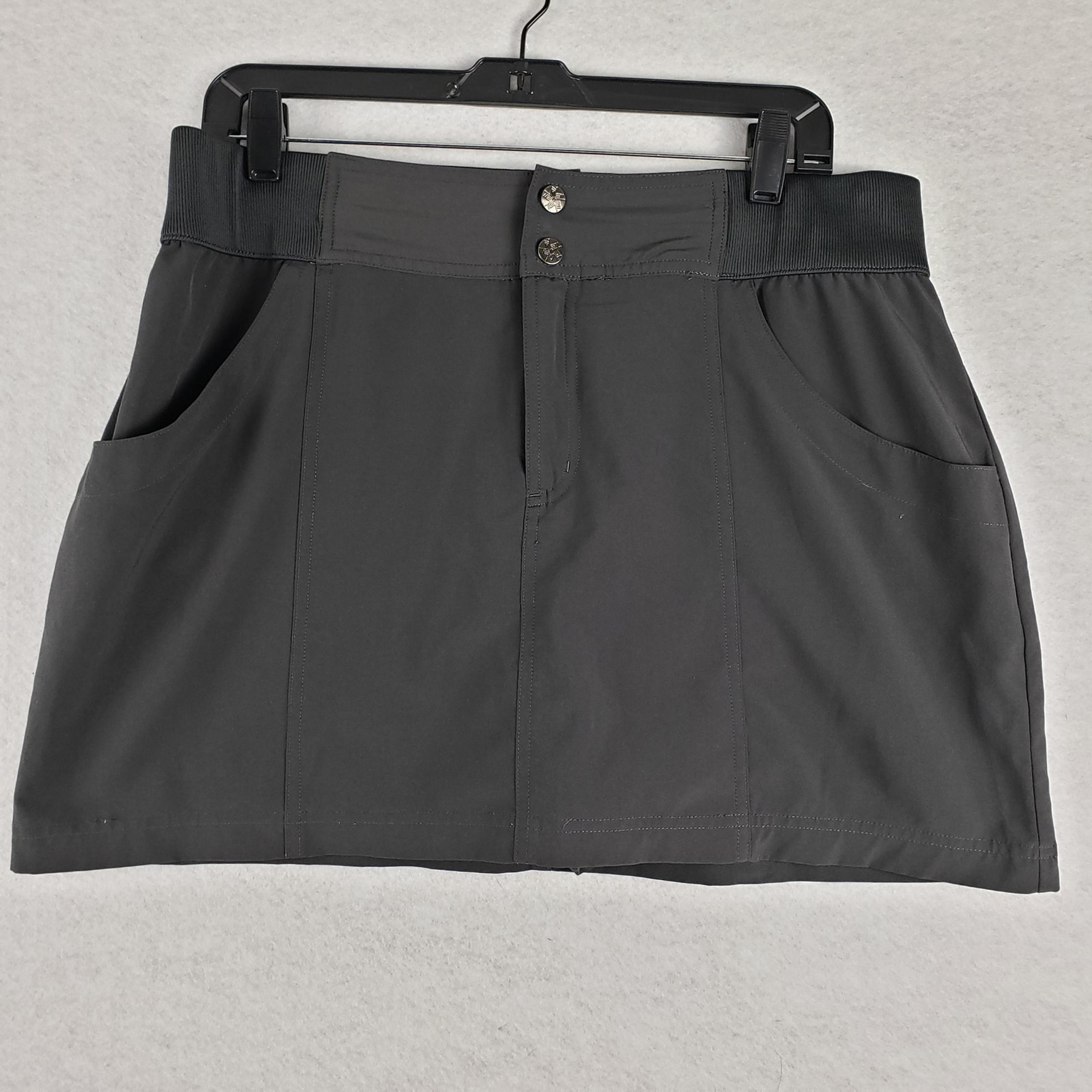 Tek Gear Women's L Pocket Front Athletic Skort Skirt Solid Black Sporty Tennis