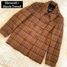 Gloverall × Harris Tweed Wool Peacoat Check