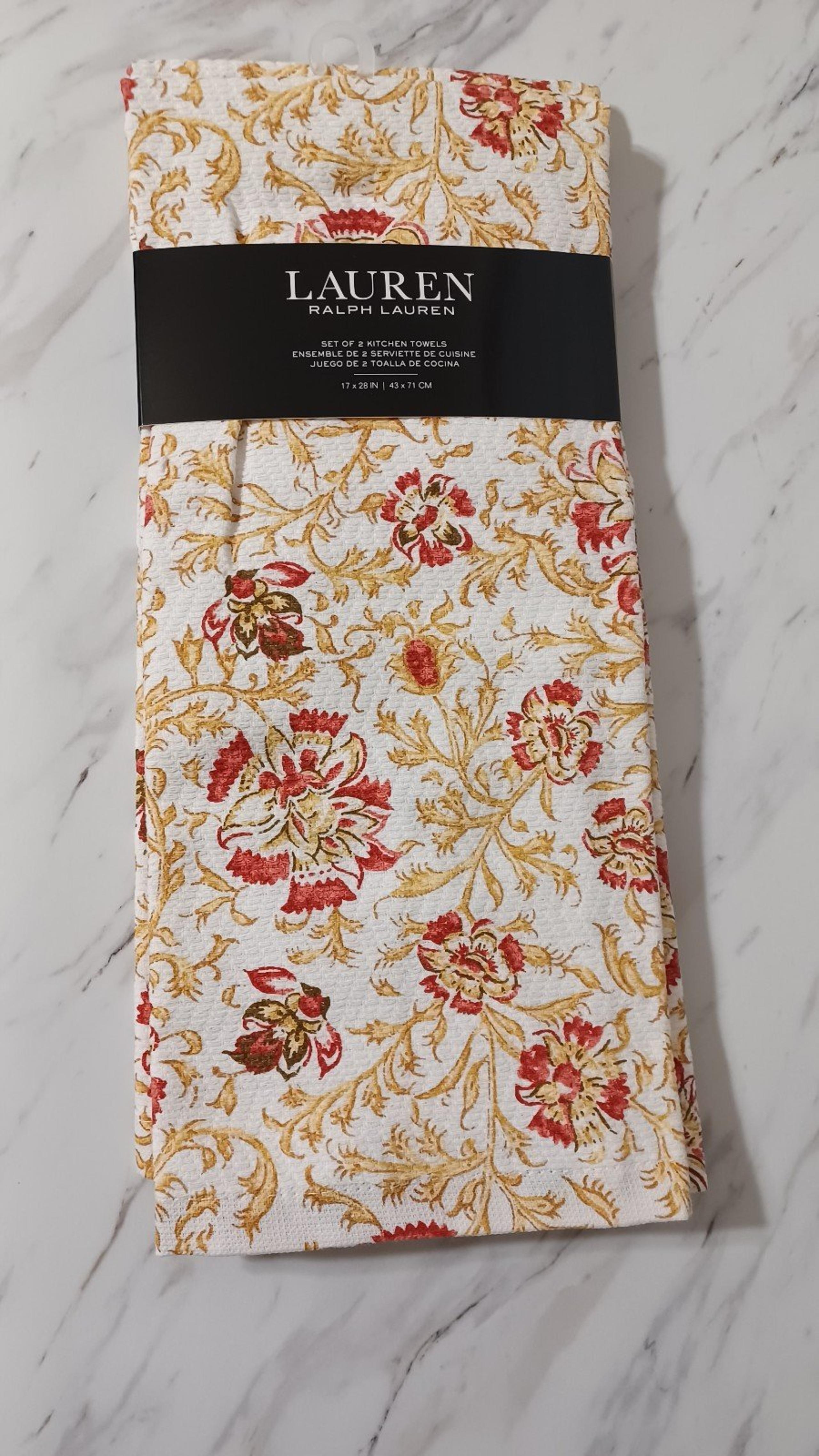 Lauren Ralph Lauren Set Of 2 Kitchen Towels Floral 100% Cotton