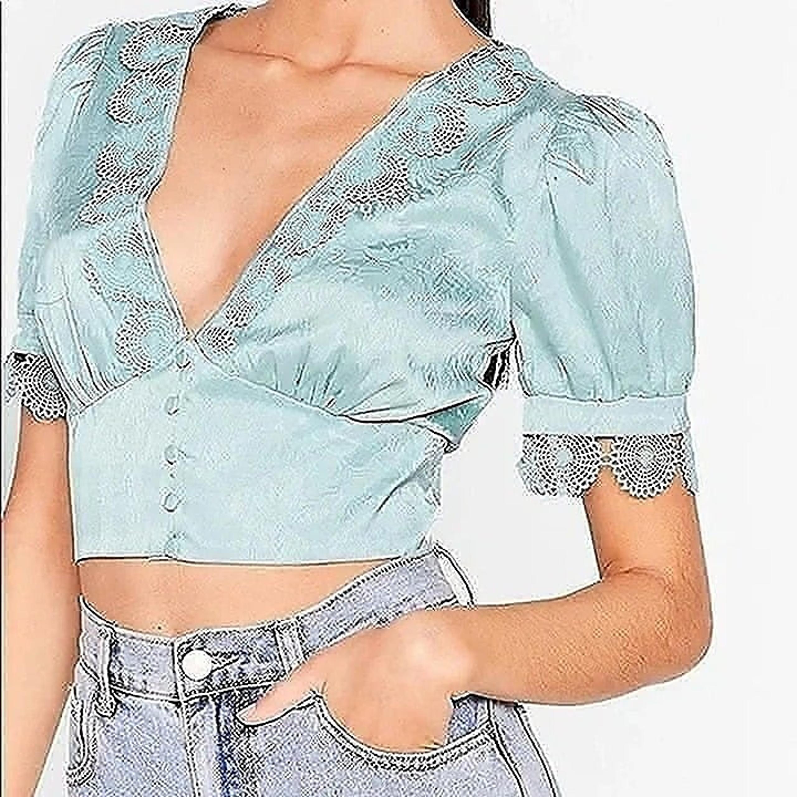 Nasty gal seaform green blouse size 4 NWOT