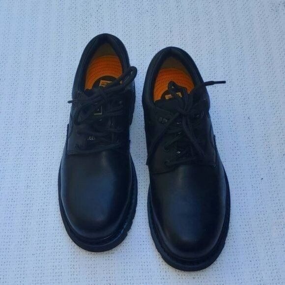 Caterpillar Antibacterial Sz. 7W Oversee Black Steel Toed Tied Oxford Work Shoe