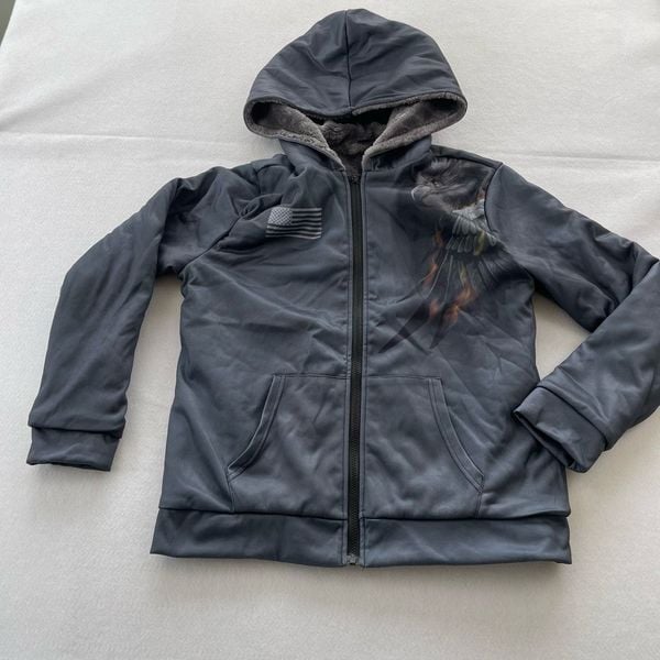 Unbranded Fleece Lined Full Zip Gray Sweater Jacket Size M
