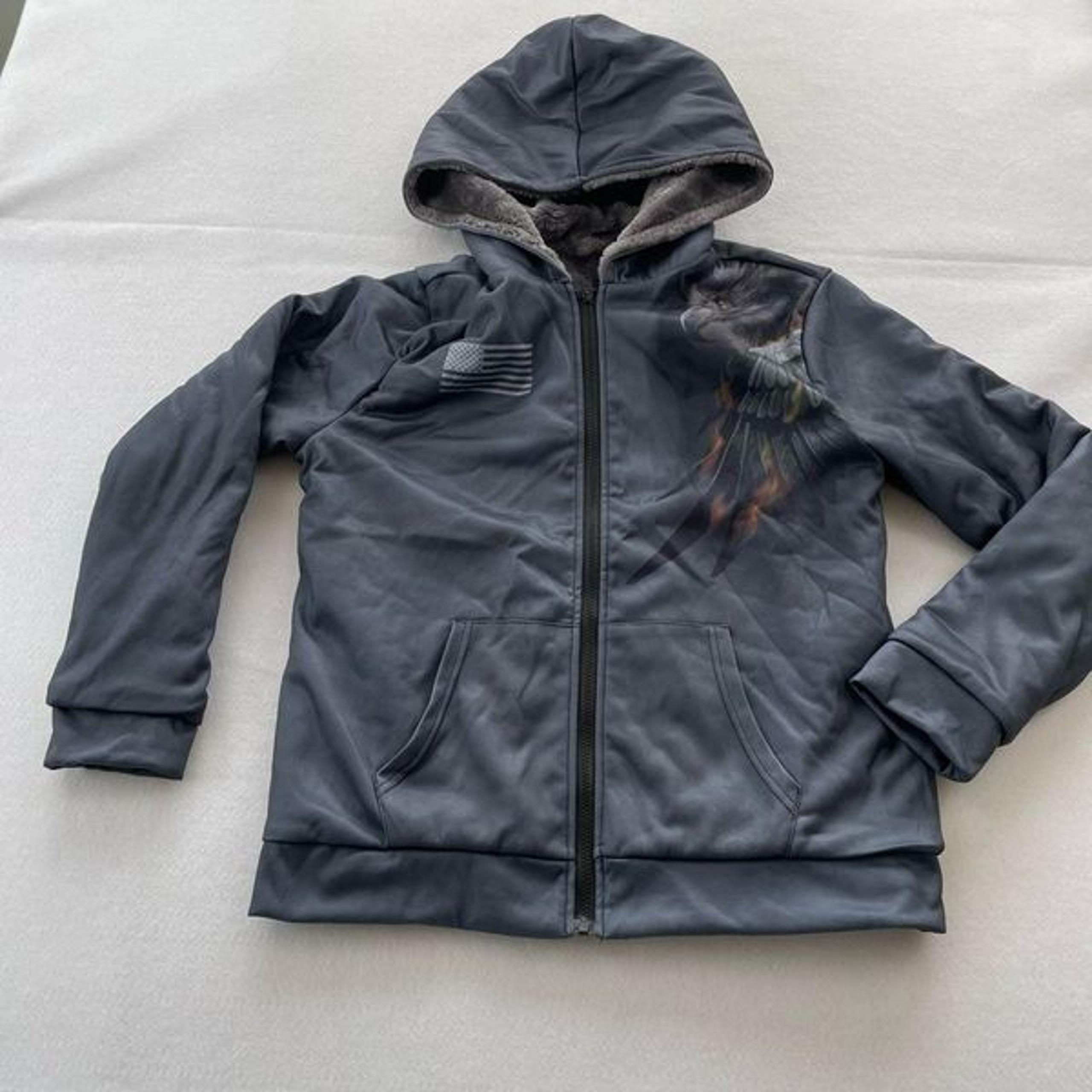 Unbranded Fleece Lined Full Zip Gray Sweater Jacket Size M