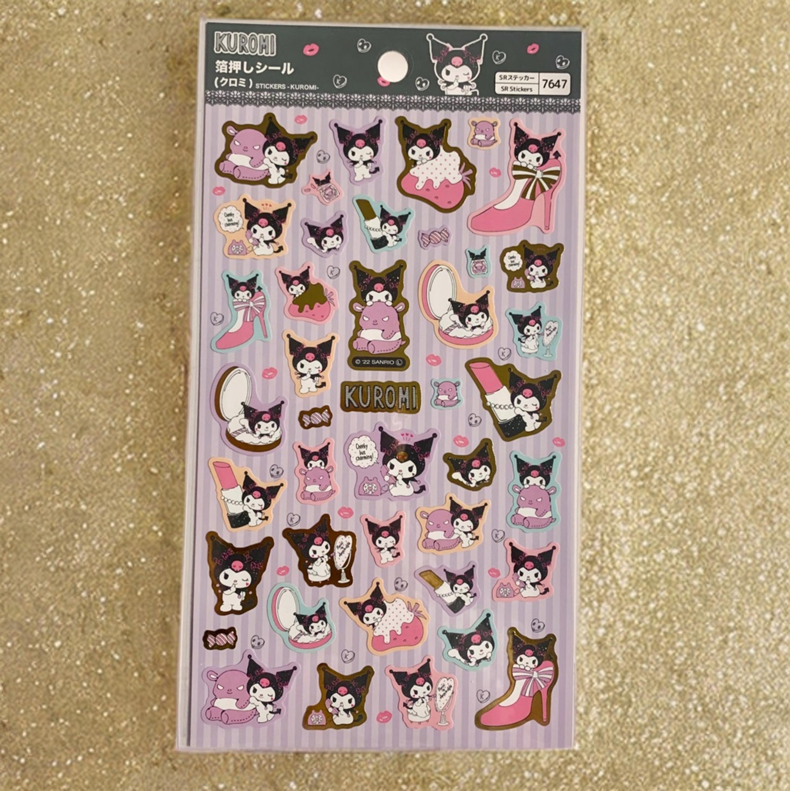 Sanrio Sticker Sheet - Kuromi, Gold Accents For Planner Journaling Scrapbook