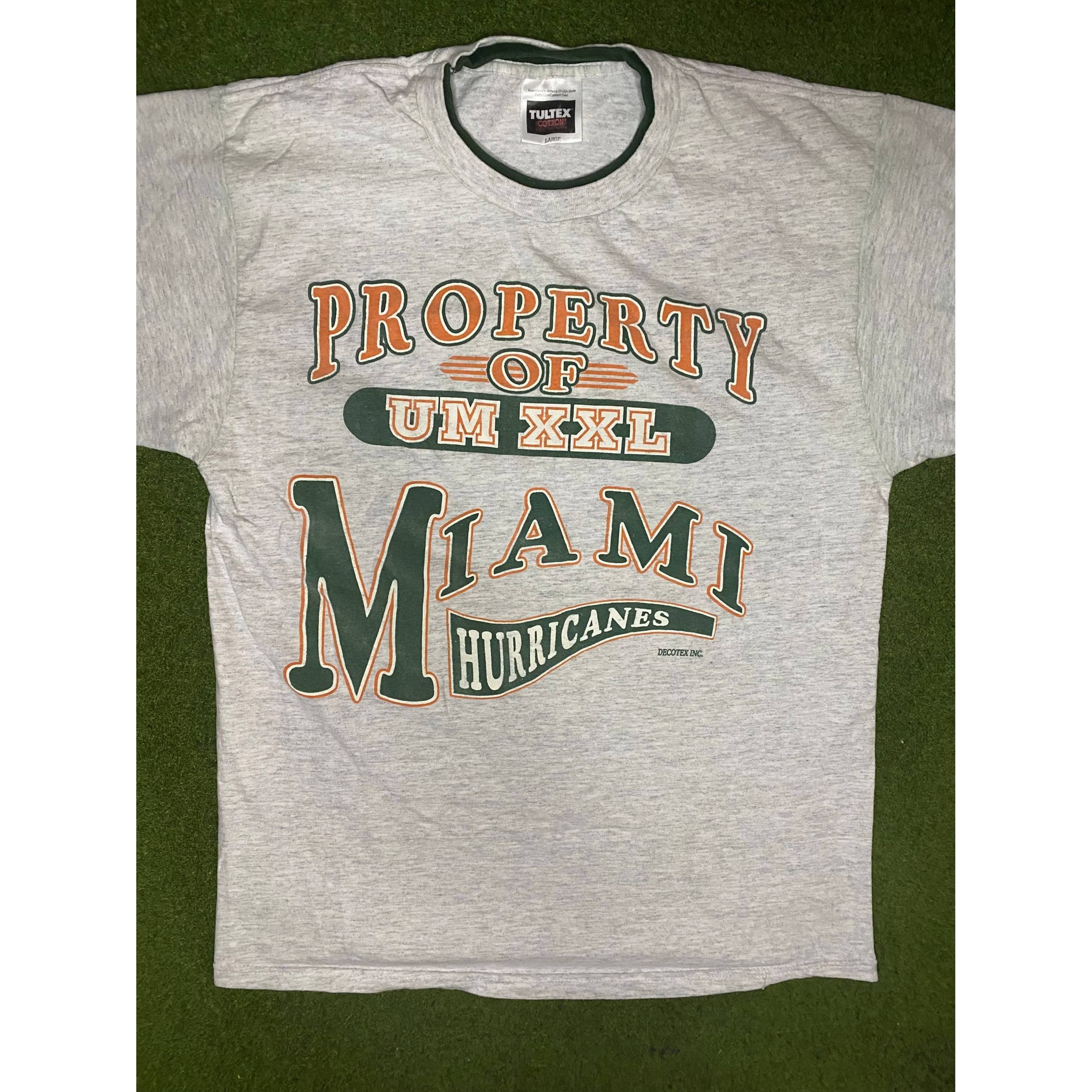 90s Miami Hurricanes - Vintage College Ringer T-Shirt (Large)