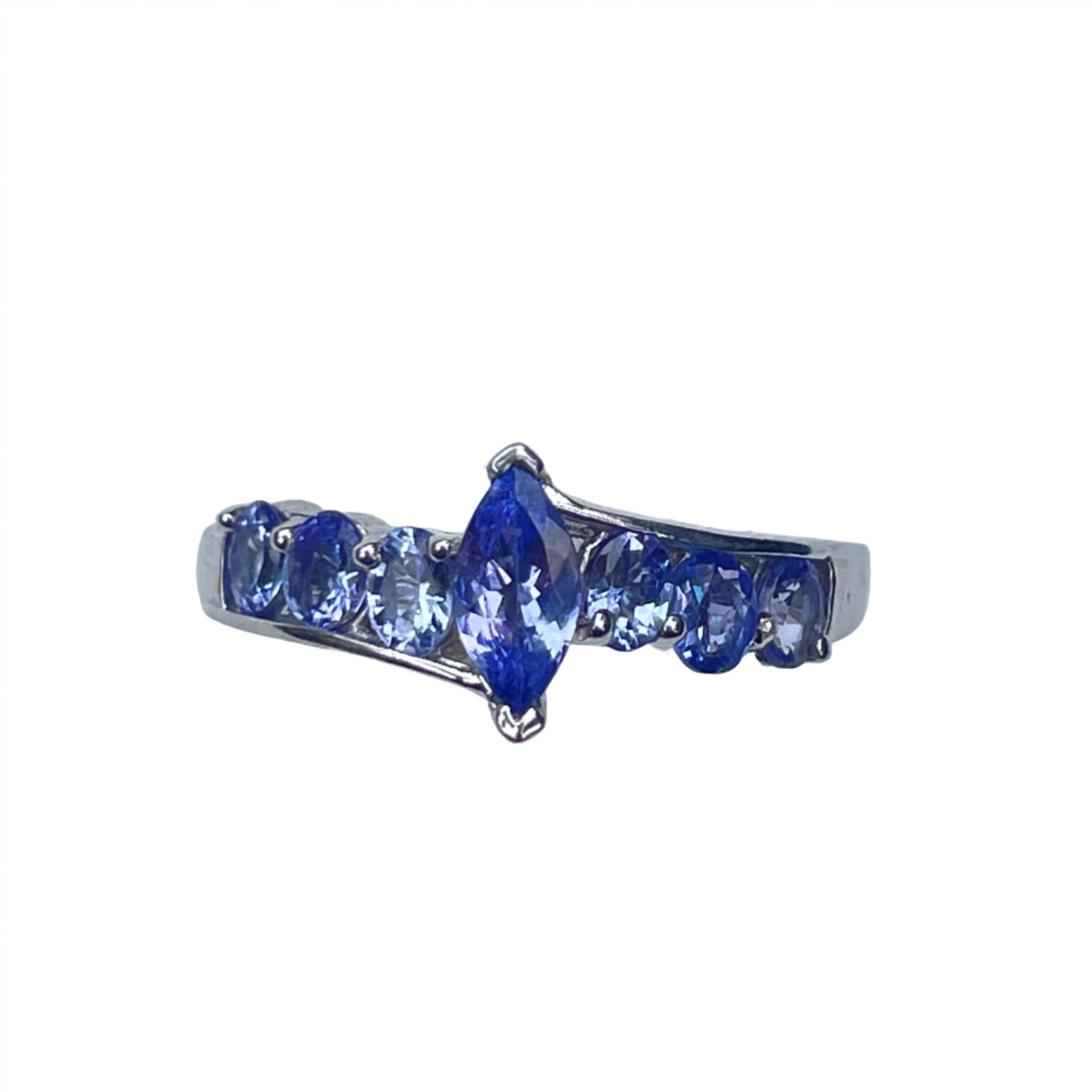 Tanzanite Band Ring - Sterling Silver - Size 9.5