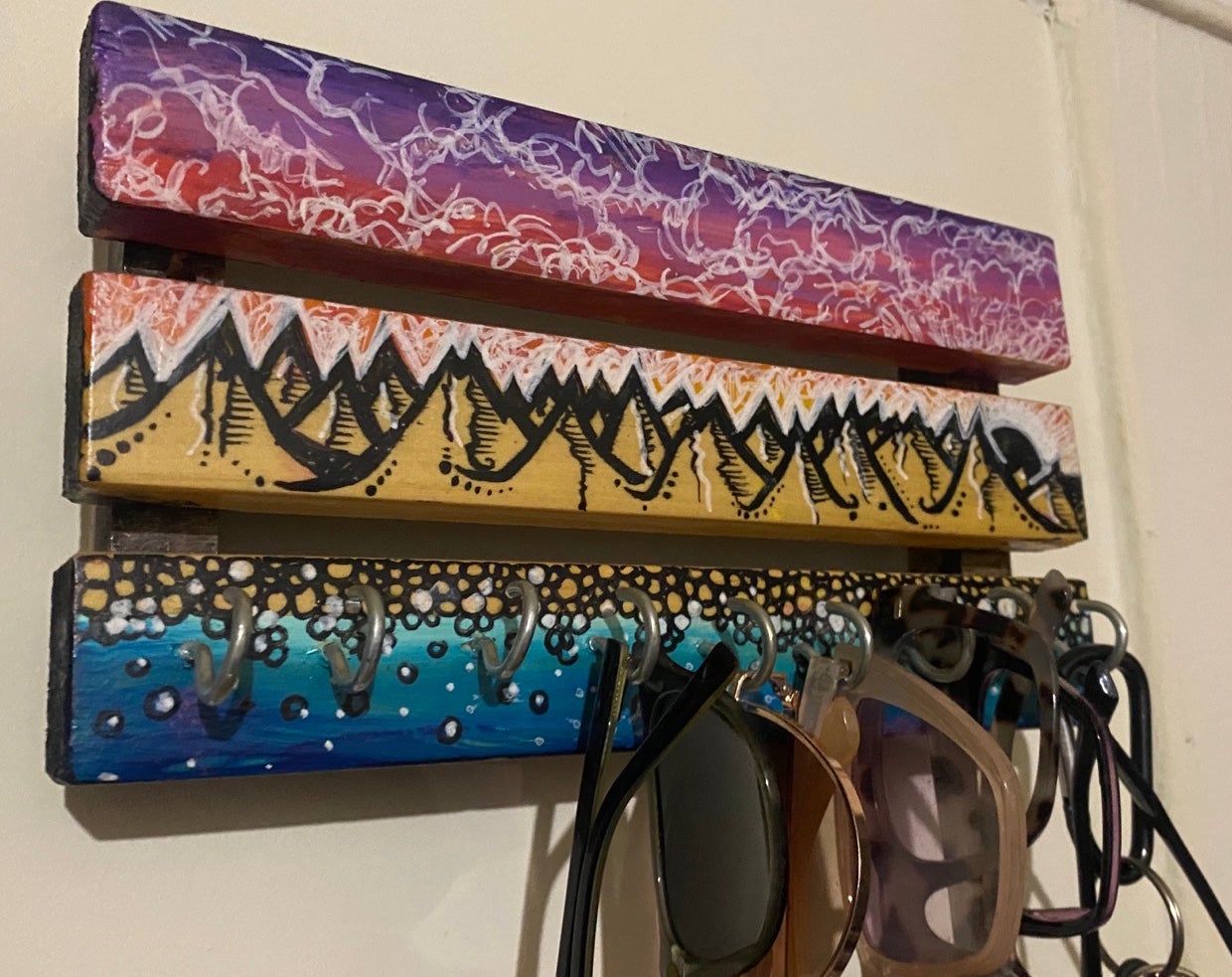 One of a kind hand crafted/painted jewelry organizer, sold by artist (me)