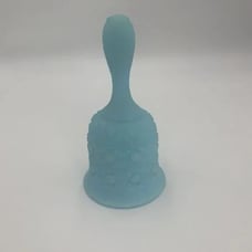 Vintage Fenton Art Glass Powder Blue Satin Daisy & Button Bell