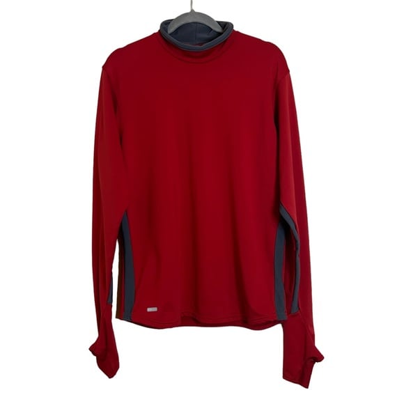 NIKE Red/Gray Long Sleeve Mock Neck Pullover L