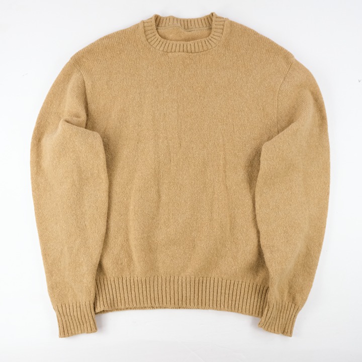 Vintage 80s Sweater Mens XL Beige Camel Wool Lambswool Made In USA 44' in