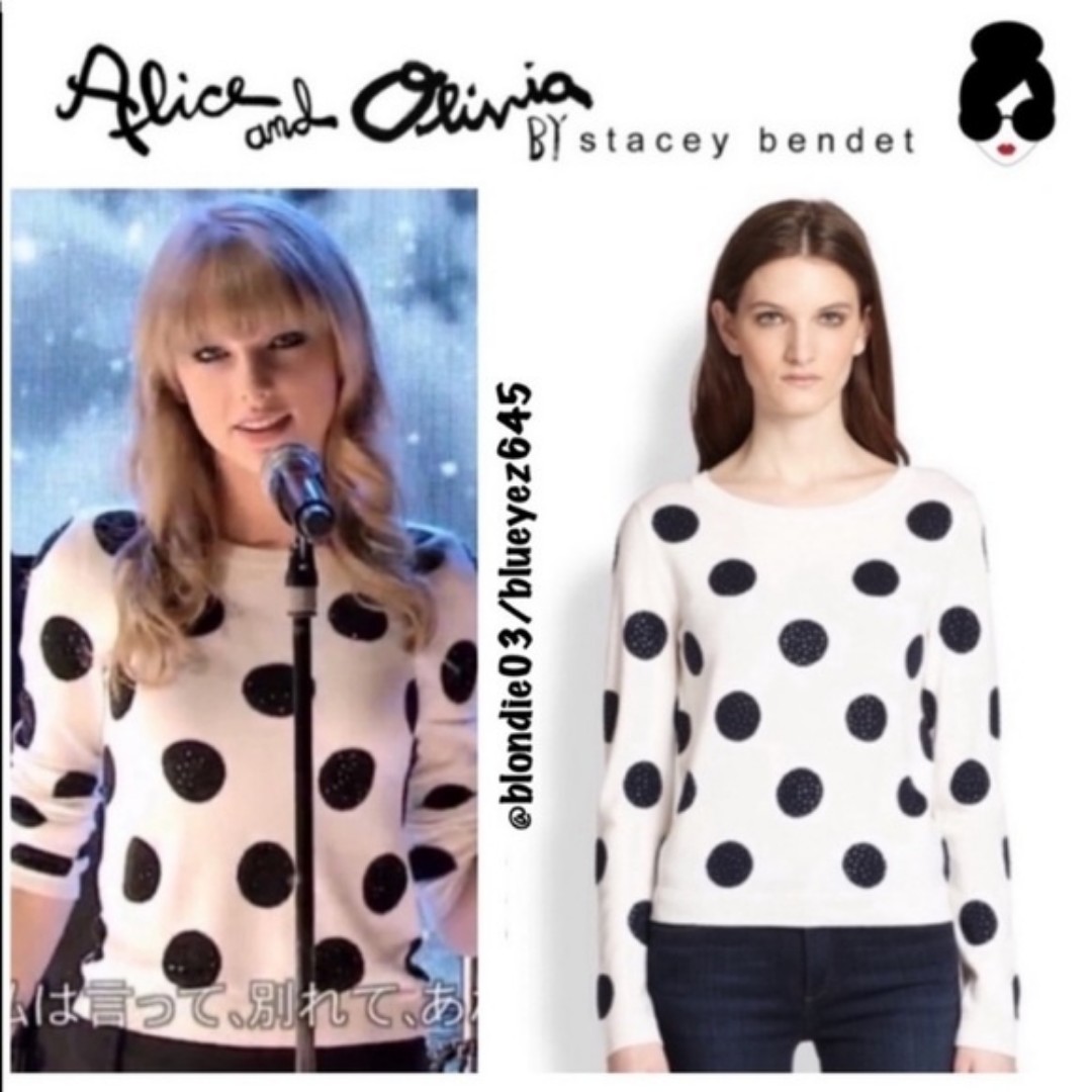 Alice + Olivia “Celyn” rhinestone polka dot sweater S