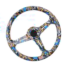 NEW JDM UNIVERSAL 350MM STICKERBOMB Acrylic Deep Dish 6 Holes Steering Wheel