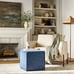 Lynwood Square Upholstered Cube Ottoman in Blue NEW