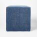 Lynwood Square Upholstered Cube Ottoman in Blue NEW