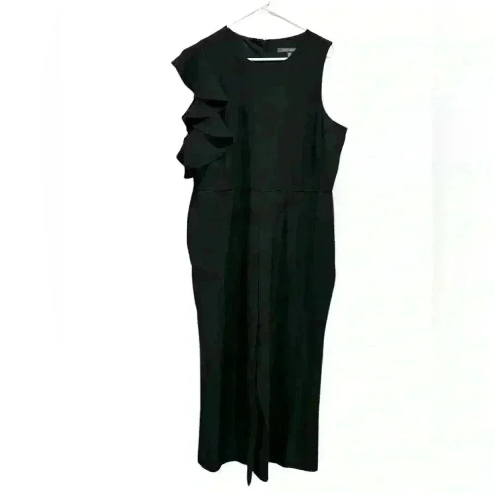 JULIA JORDAN Size 14W Black Flutter Sleeve Wide Leg Jumpsuit Wedding Guest