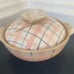 Vintage Retro Clay Plaid Dutch Oven Casserole Holder, Glazed Stoneware