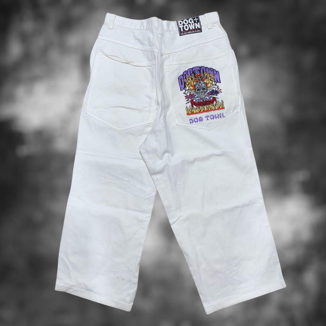 DOGTOWN Baggy Pants White Denim HIPHOP Skater 90's