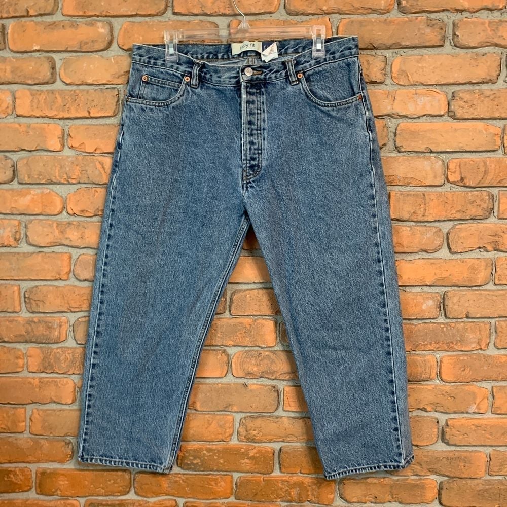 GAP Womens Vintage Y2K Boy Fit Button Fly Cotton Denim Jeans Blue Size 14