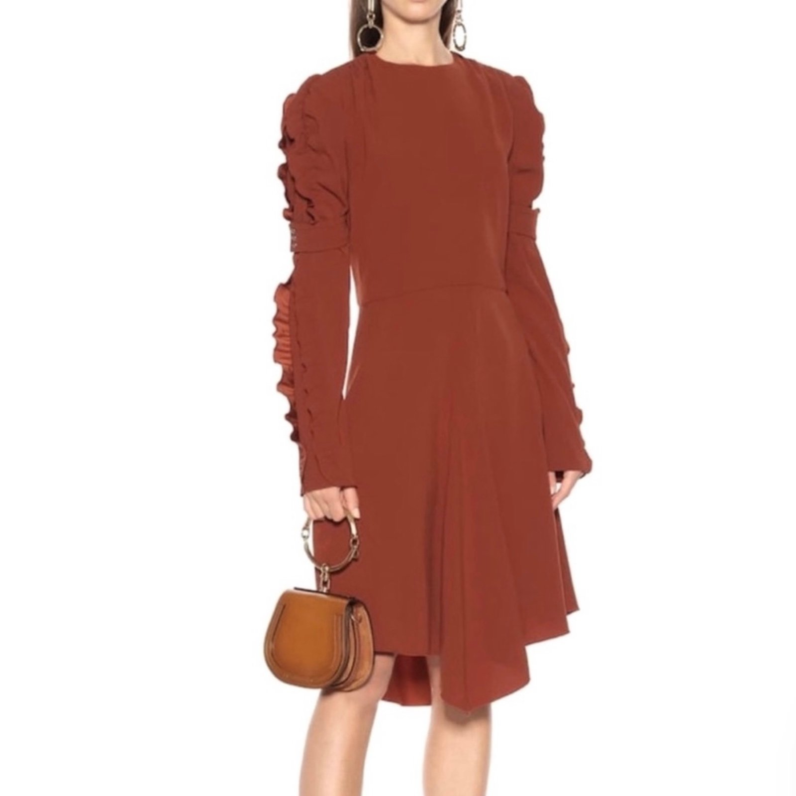 1995 NEW CHLOE LONG SLEEVE MIDI DRESS
