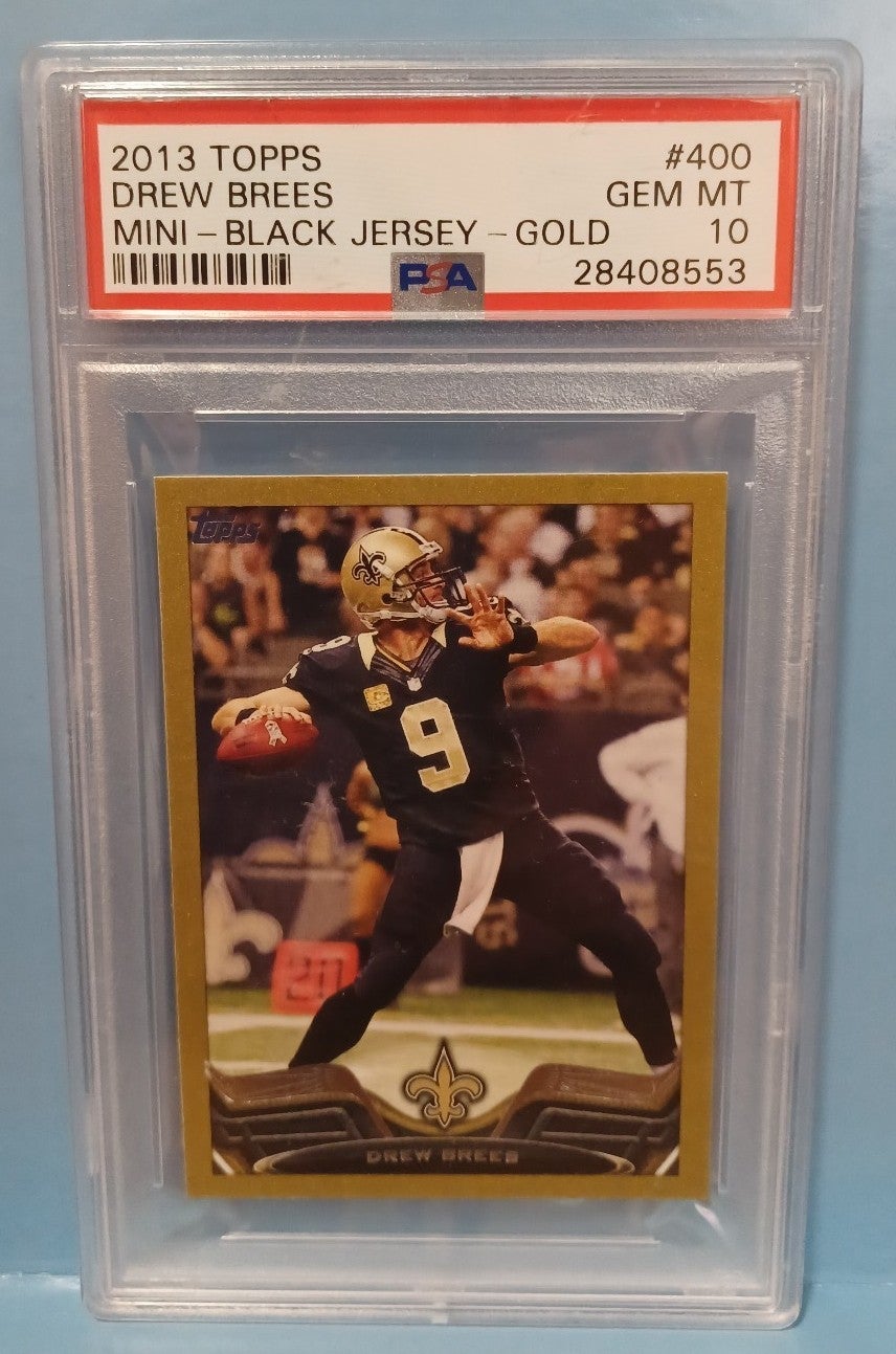 2013 Topps Drew Brees Mini Black Jersey Gold #400 PSA GEM MNT 10