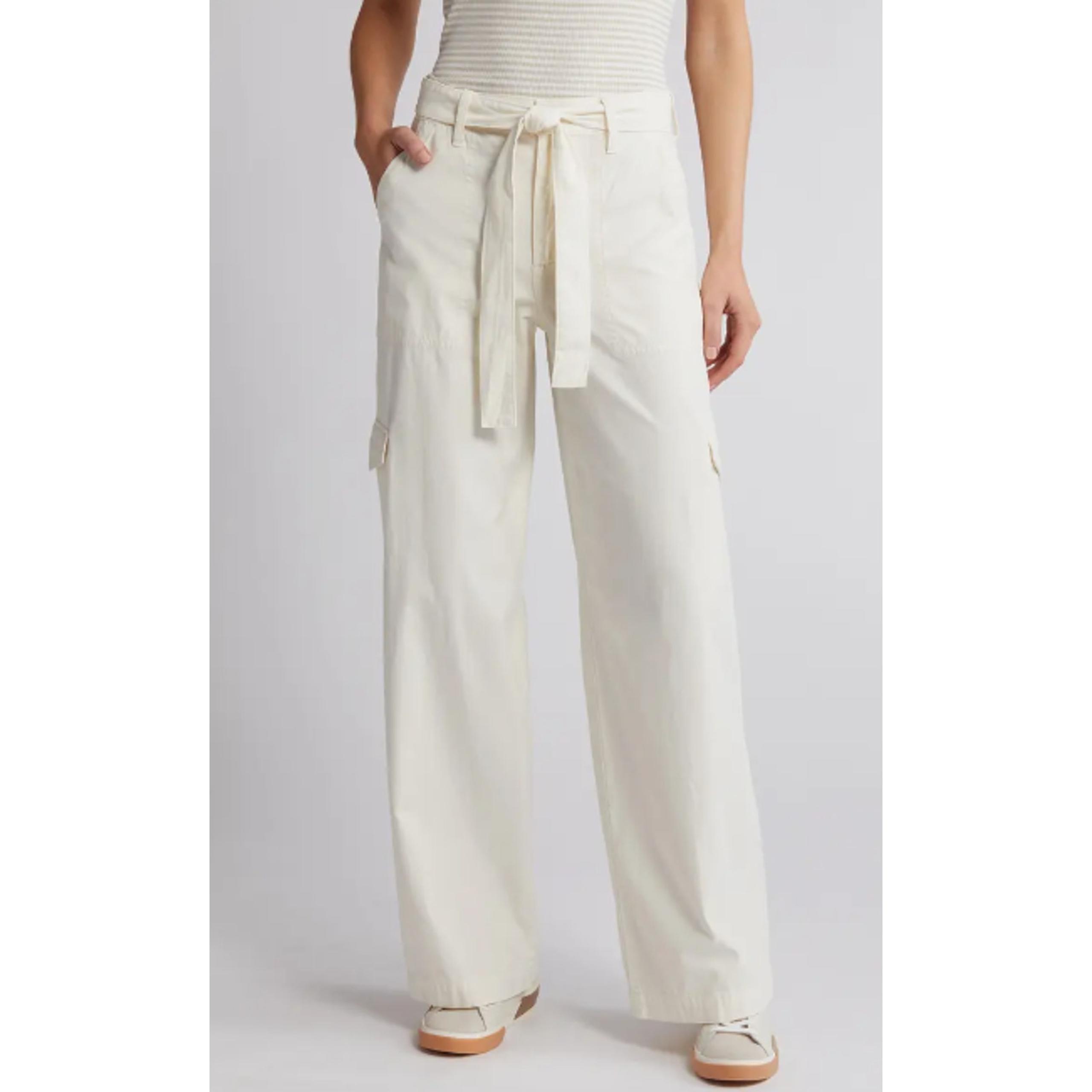 Madewell Griff Superwide Leg Cargo Pants Women's 33 Cream Belted NWT