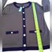Talbots Patch Pocket Cardigan Sweater Womens Size Medium NWT Olive Green Navy