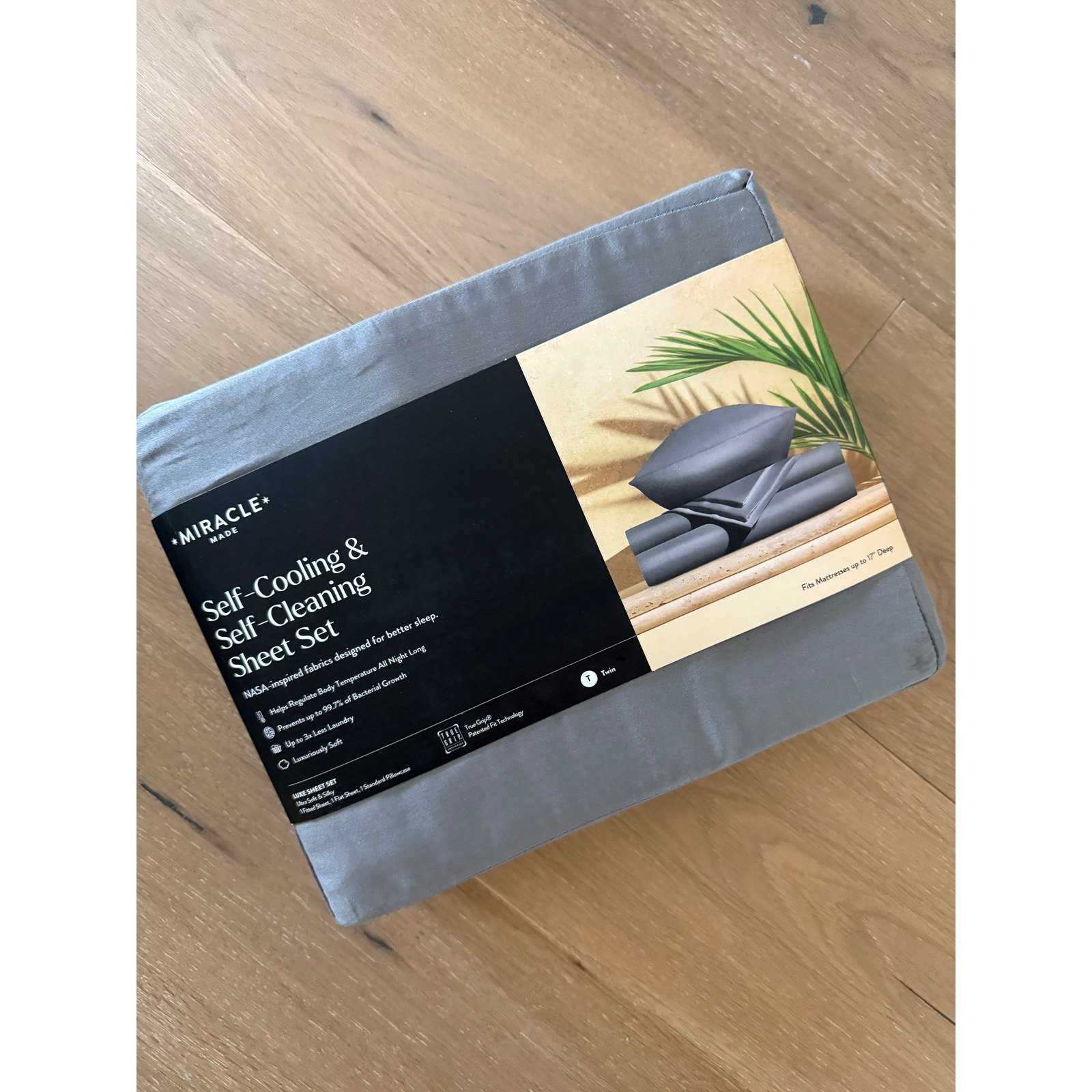 New Miracle Sheets Anti-Microbial Luxe Sheet Set Stone Grey Twin
