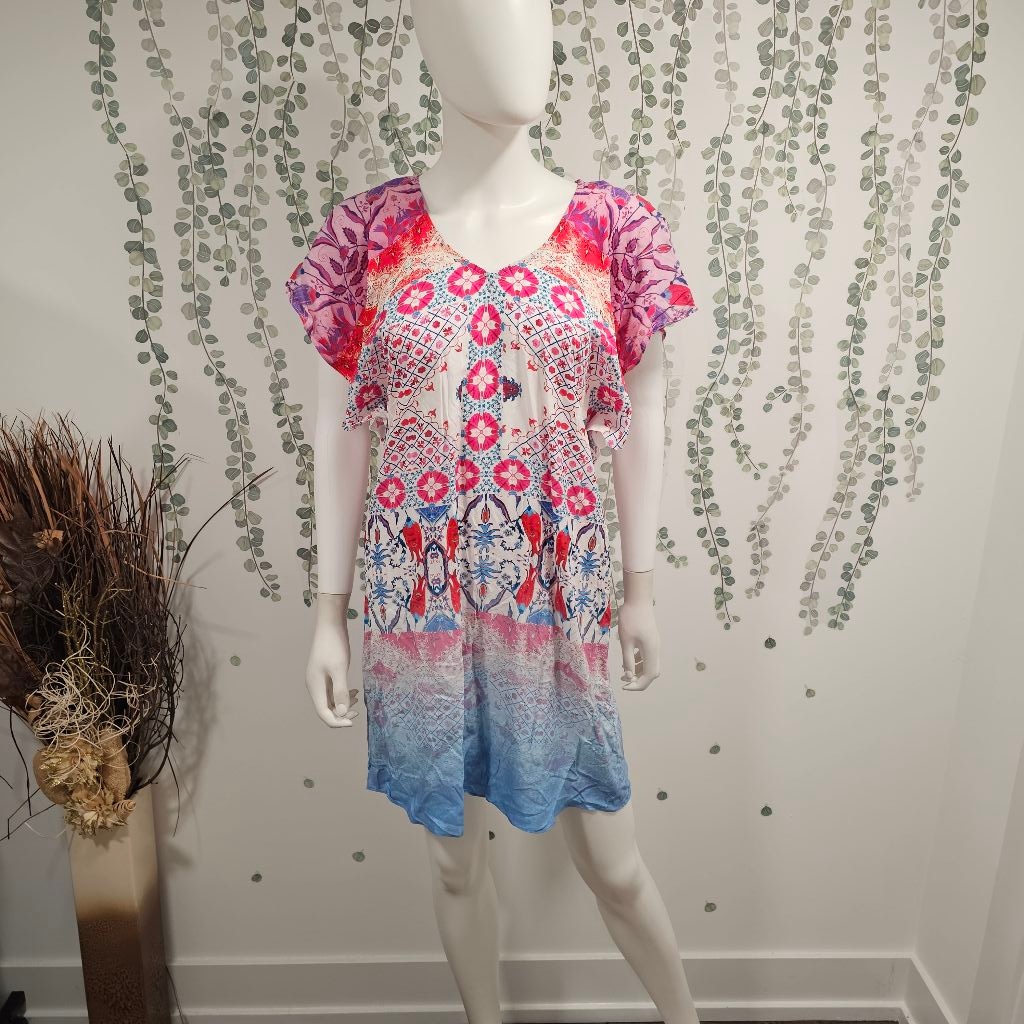 Seafolly Free Spirit Seim Coverup Dress XS Pink Blue