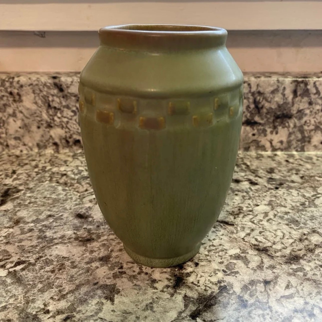 Antique Rookwood Basket Weave Green Vase #2284 1921 5 Tall 3.75” Wide