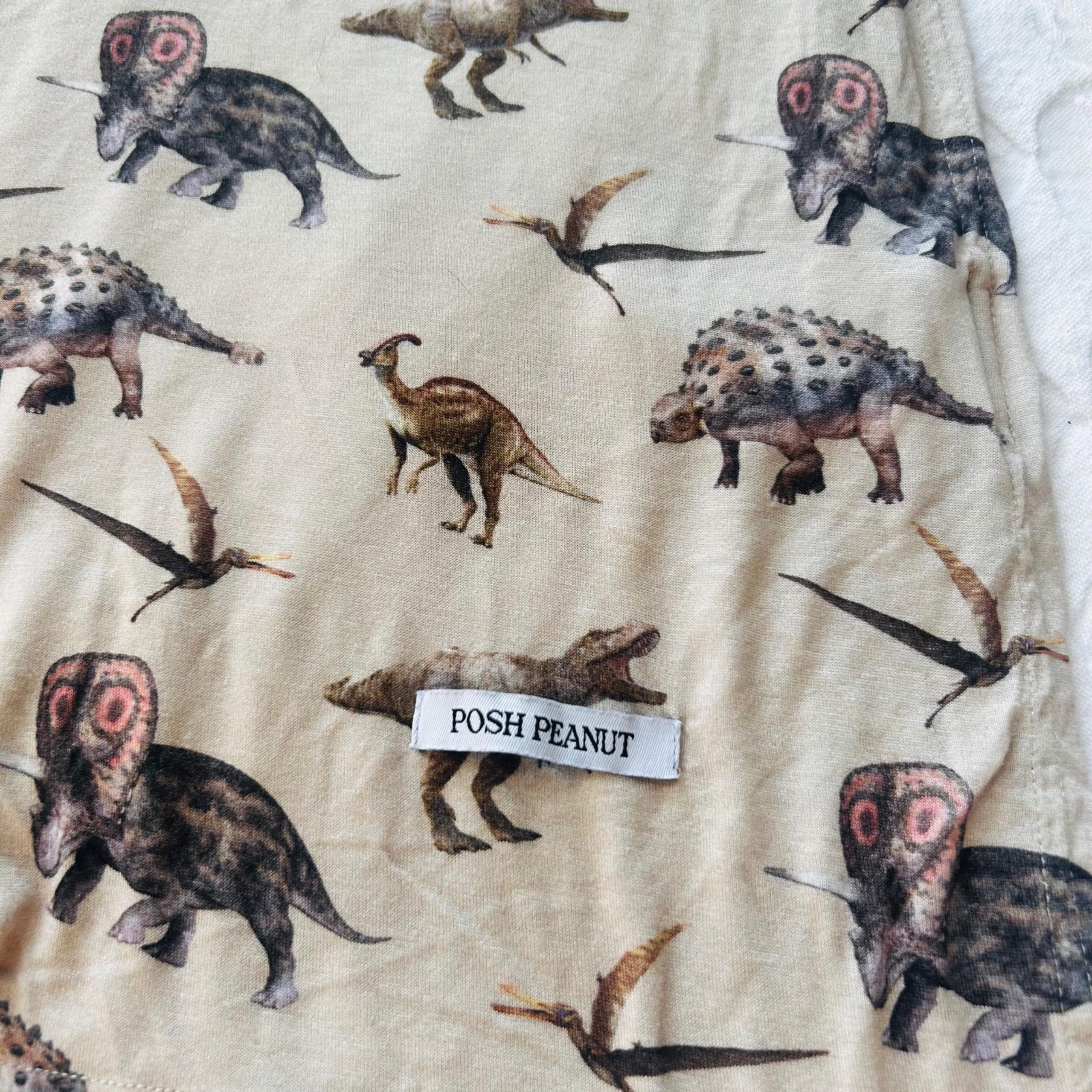 POSH PEANUT Dinosaur Lightweight Stretchy Bamboo Swaddle Blanket
