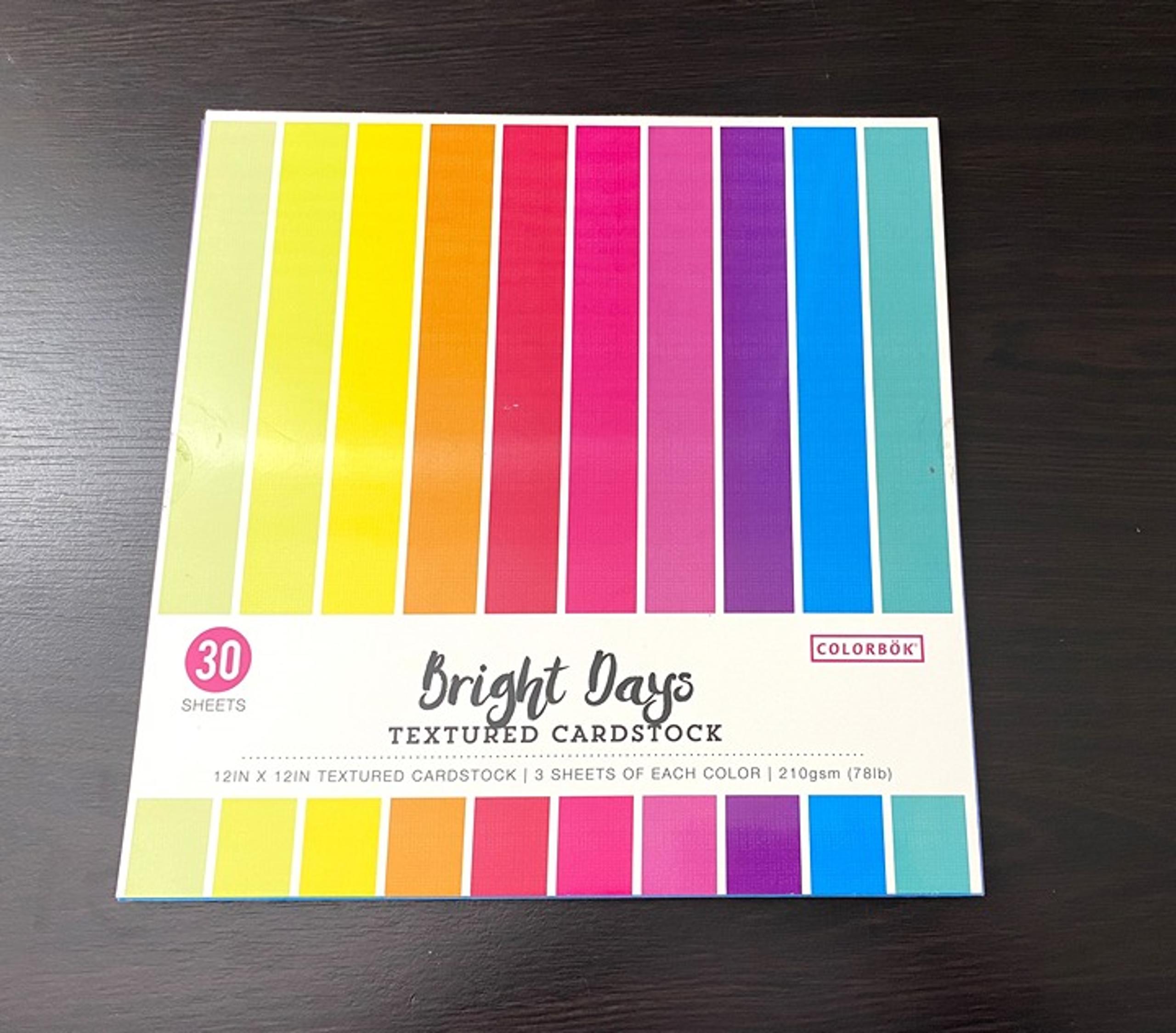 Colorbok Bright Days Designer Textured Cardstock Paper Pad, 12" x 12" Paper Pad