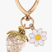 Strawberry clear sparkles gold keychain with daisy and gold heart hardware