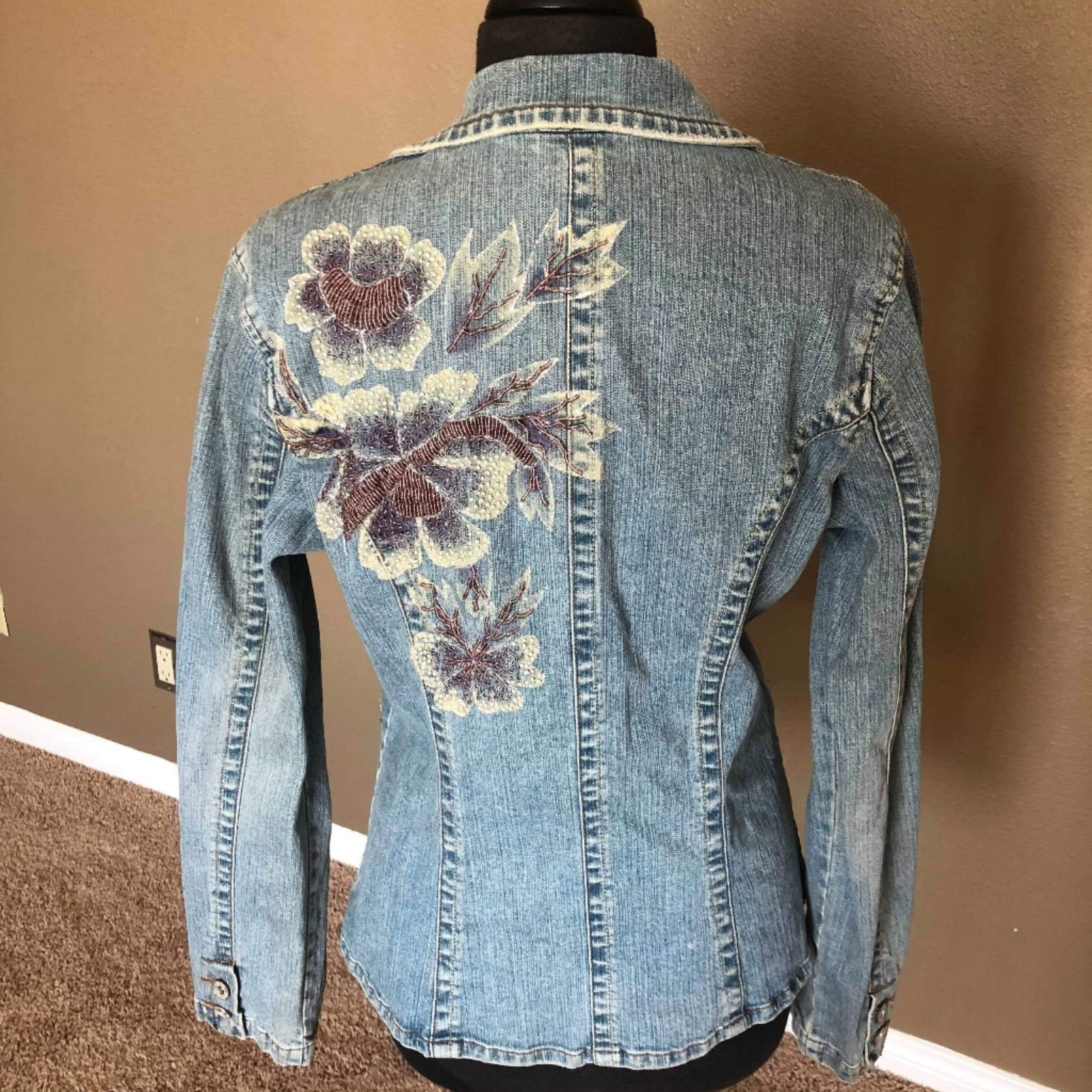 Floral Beaded Denim Jacket