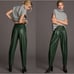 Anthropologie Maeve Faux Leather Taper Pleated Pants 10 nwt green