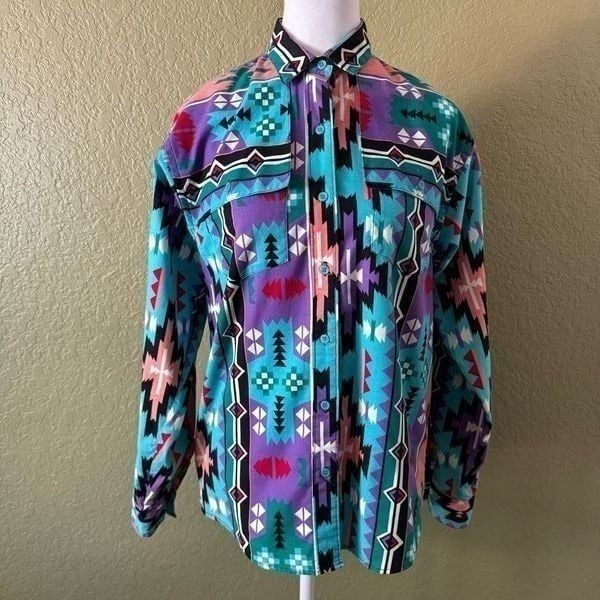 Vintage Frontier Series Women’s M Multicolored Aztec Western Cowboy Burton Shirt