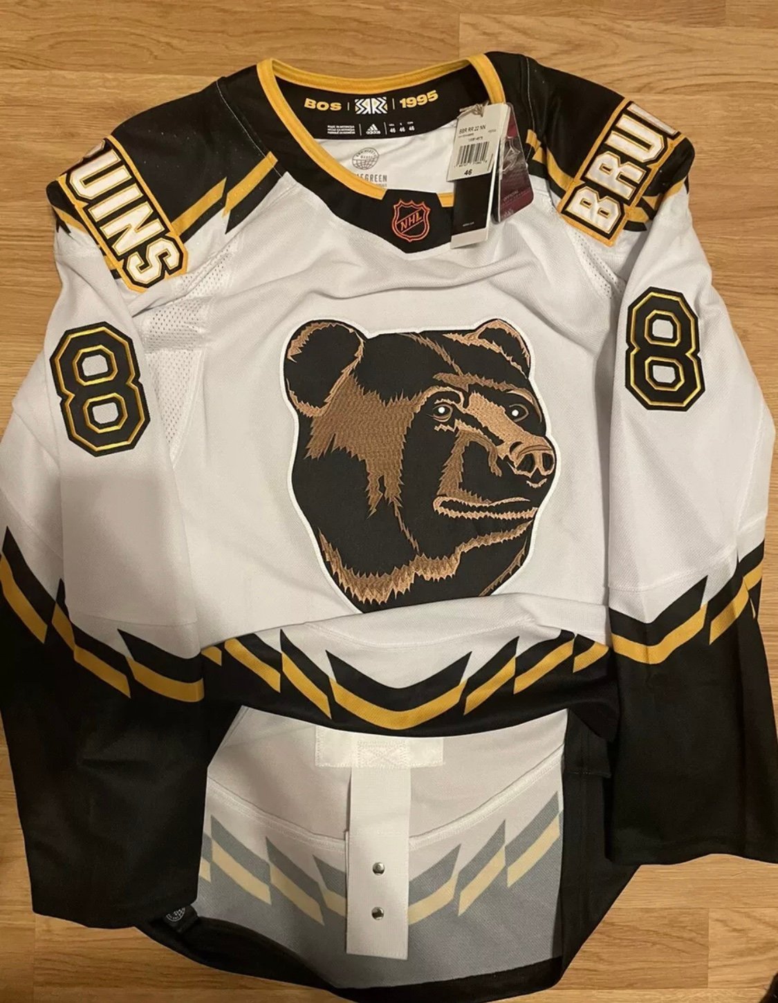 Adidas David Pastrnak Boston Bruins Pooh Bear Reverse Retro NHL Jersey White 46