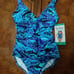 Miradonna by Miraclesuit one piece swimming suit size 12 Ocean blue zig zag