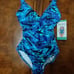 Miradonna by Miraclesuit one piece swimming suit size 12 Ocean blue zig zag