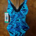 Miradonna by Miraclesuit one piece swimming suit size 12 Ocean blue zig zag