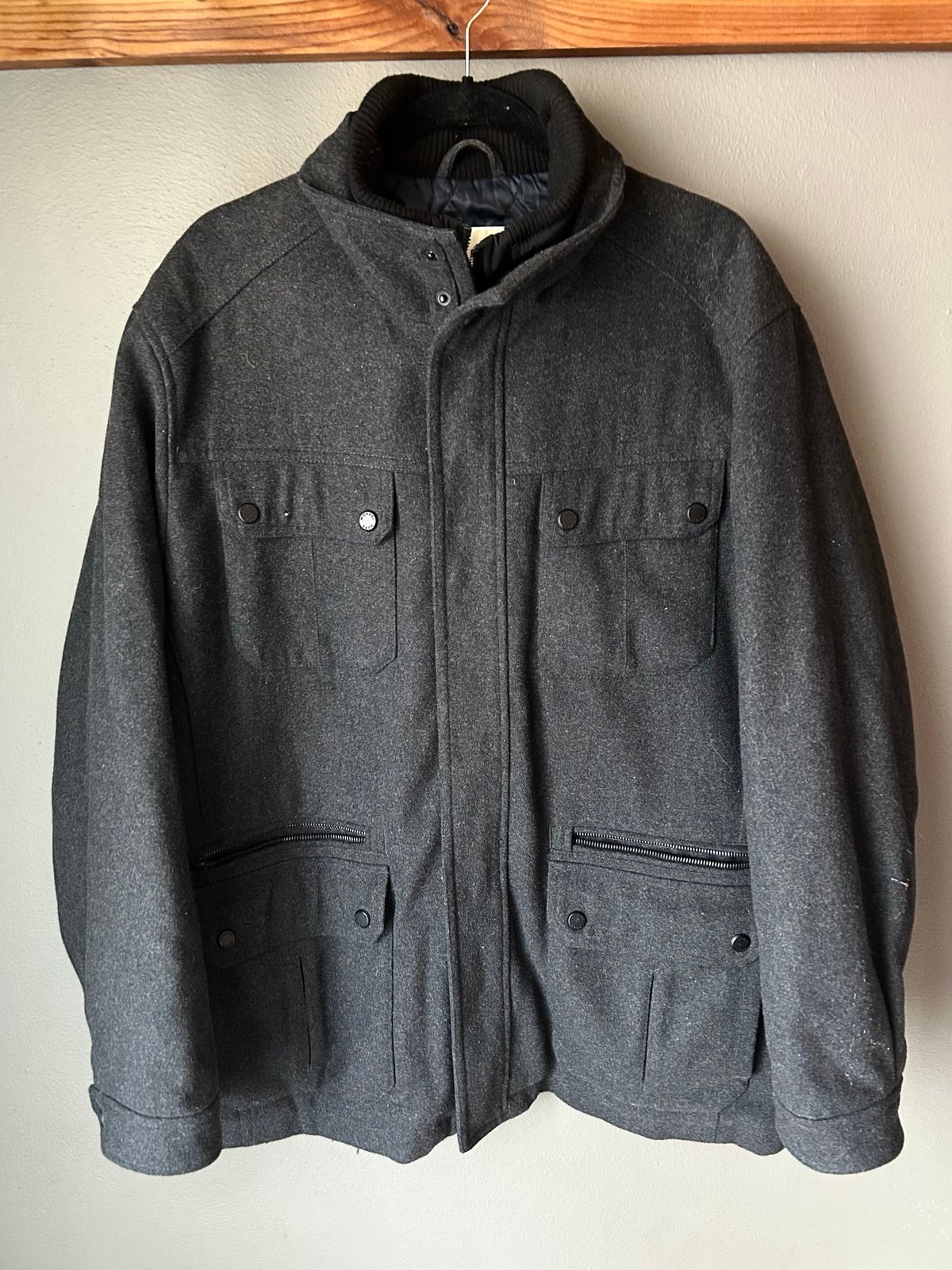 michael michael kors wool blend zip front coat