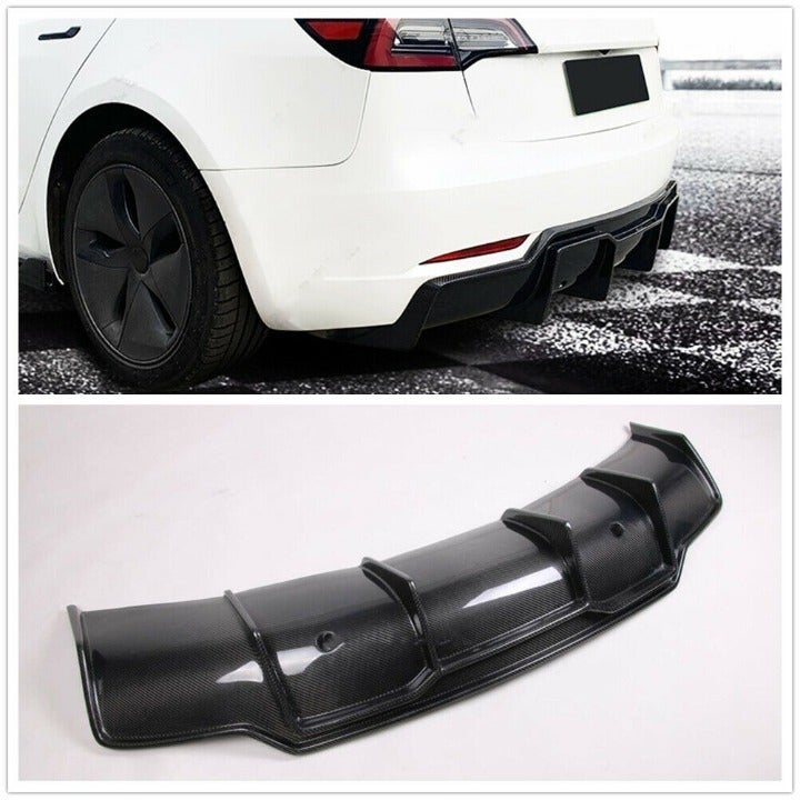 New Tesla Model 3 Sedan 2017-2022 Rear Lower Bumper Diffuser Real Carbon Fiber
