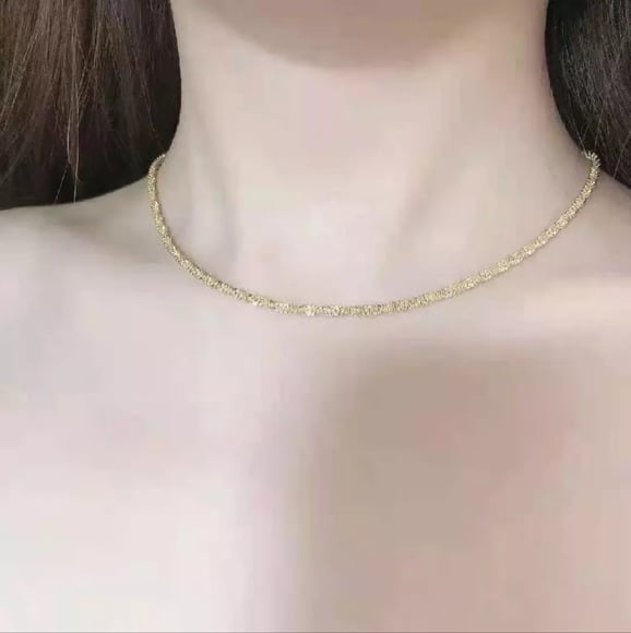 NEW 18k Yellow Gold | 925 Sterling Silver Hollow Glitter Rope Chain Necklace