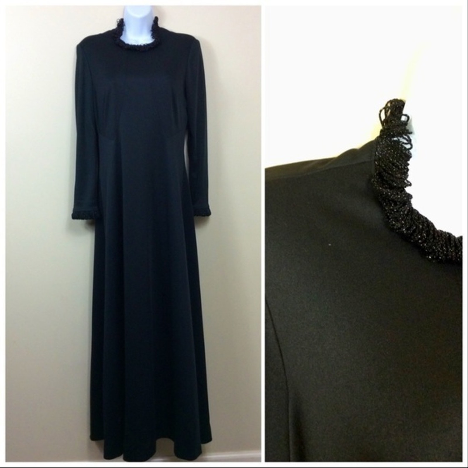 Vintage Kay Windsor 60s/70s long sleeve floor length dress. Small.