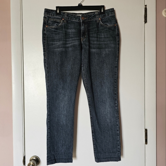 Cabi capsule dark-wash mid-rise ankle cropped slim stretch jeans Size 8