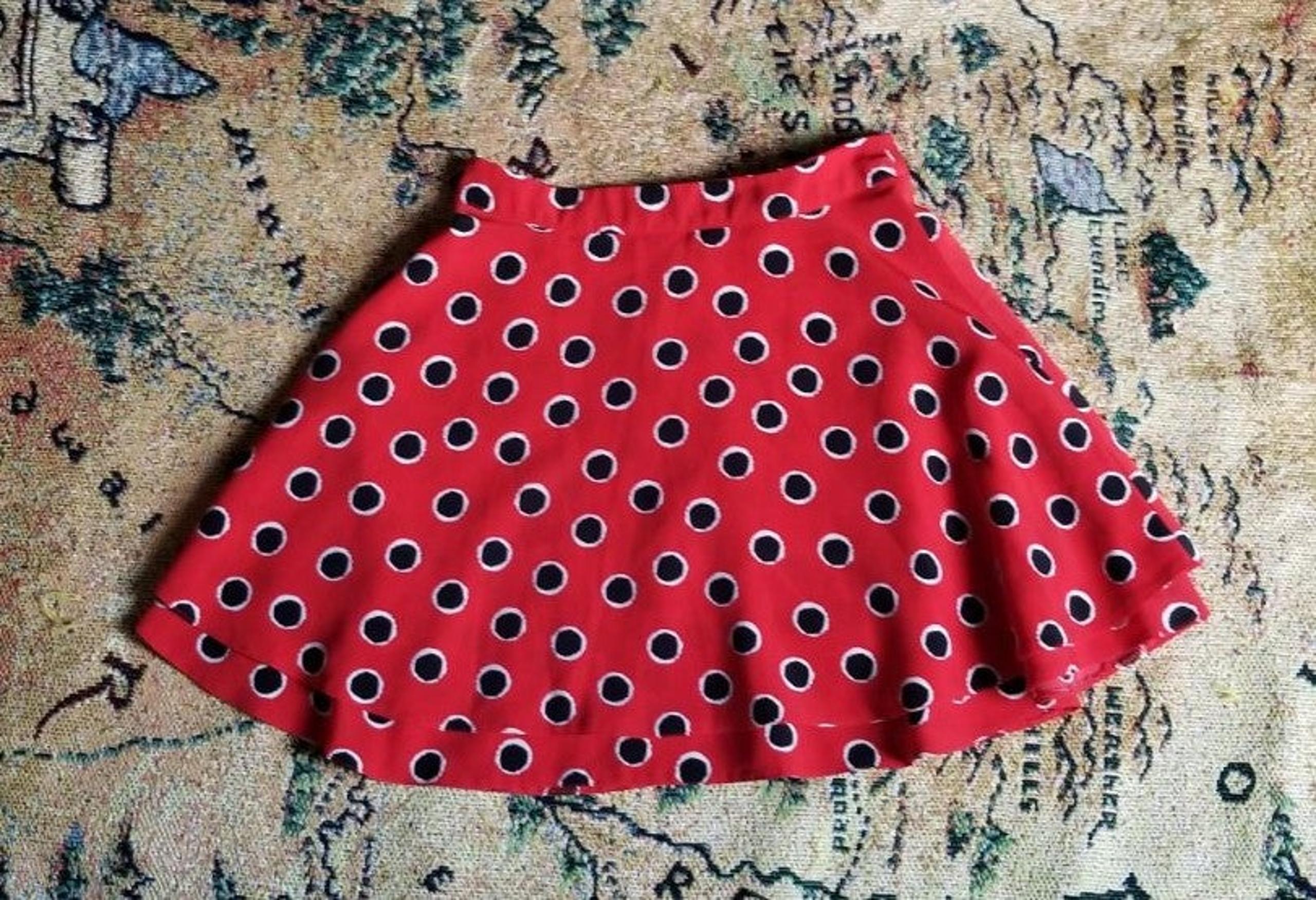 Funky ASOS red black and white polka dot skirt