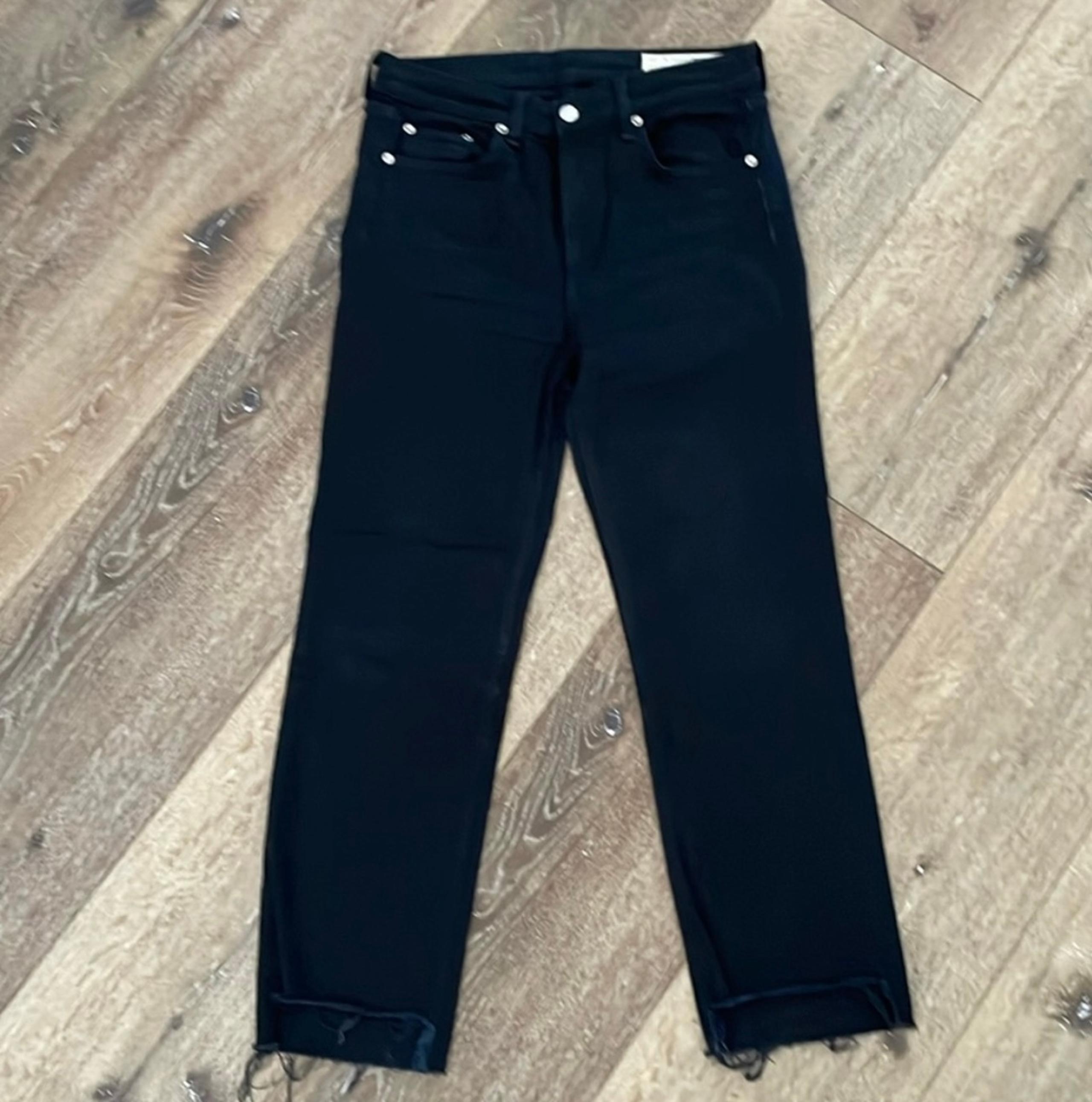 Straight Leg Frayed Hem Jeans Cotton - rag & bone