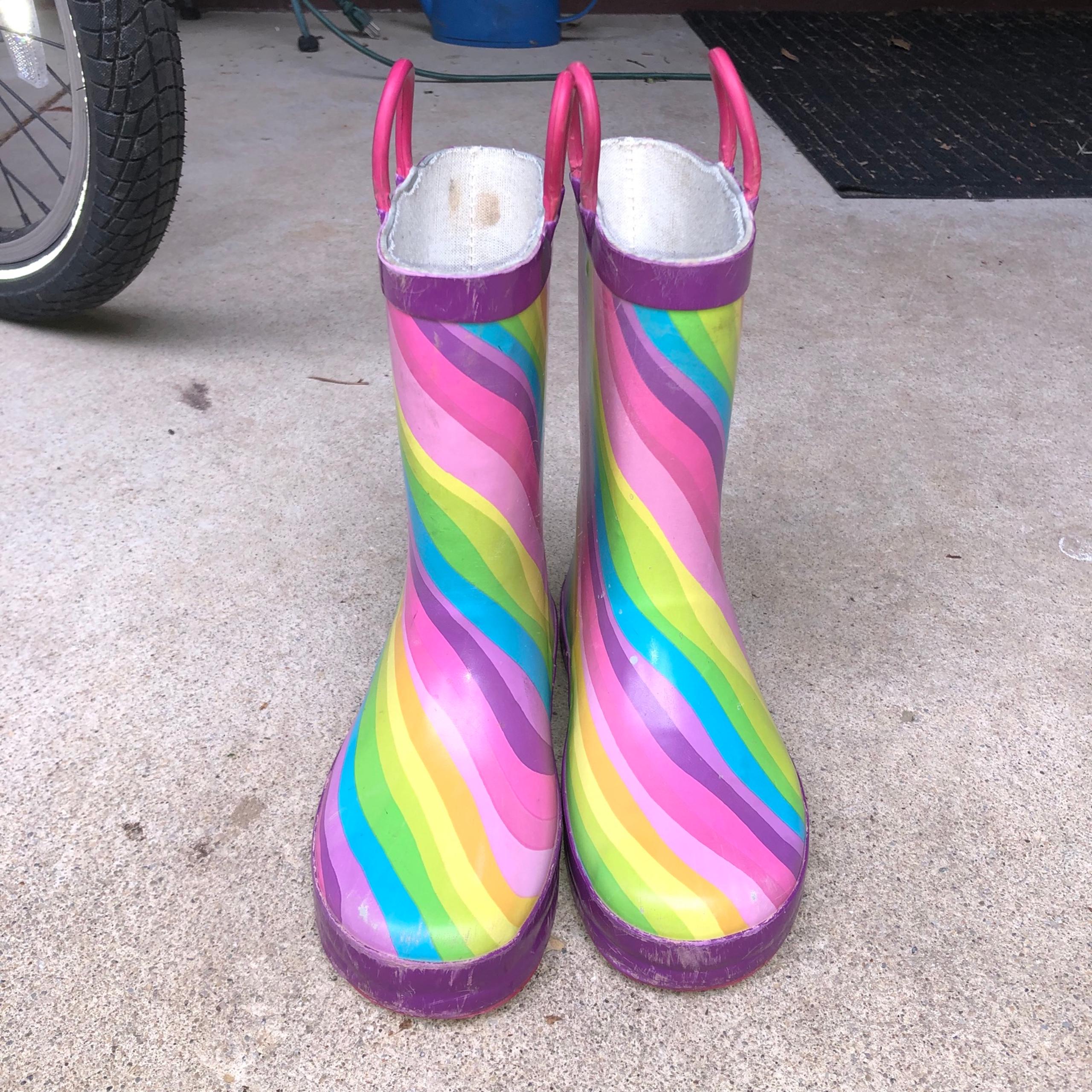 Western Chief Pastel Rainbow Pull-On Rain Boots, Size Little Kids 11/12